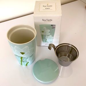 Tea Forte Kati boxed cup/lid with infuser. Double walled ceramic tumbler.NWOtags